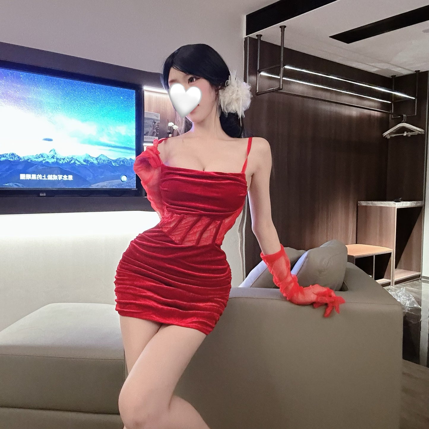 Sexy Pure Desire Lingerie Velvet Bodycon Nightdress