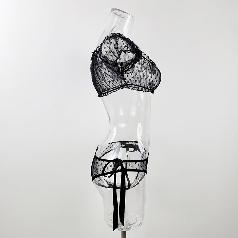 Plus Size Non-Slip Off-Shoulder Tube Top Lace Sexy Lingerie Set