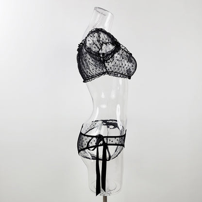 Plus Size Non-Slip Off-Shoulder Tube Top Lace Sexy Lingerie Set