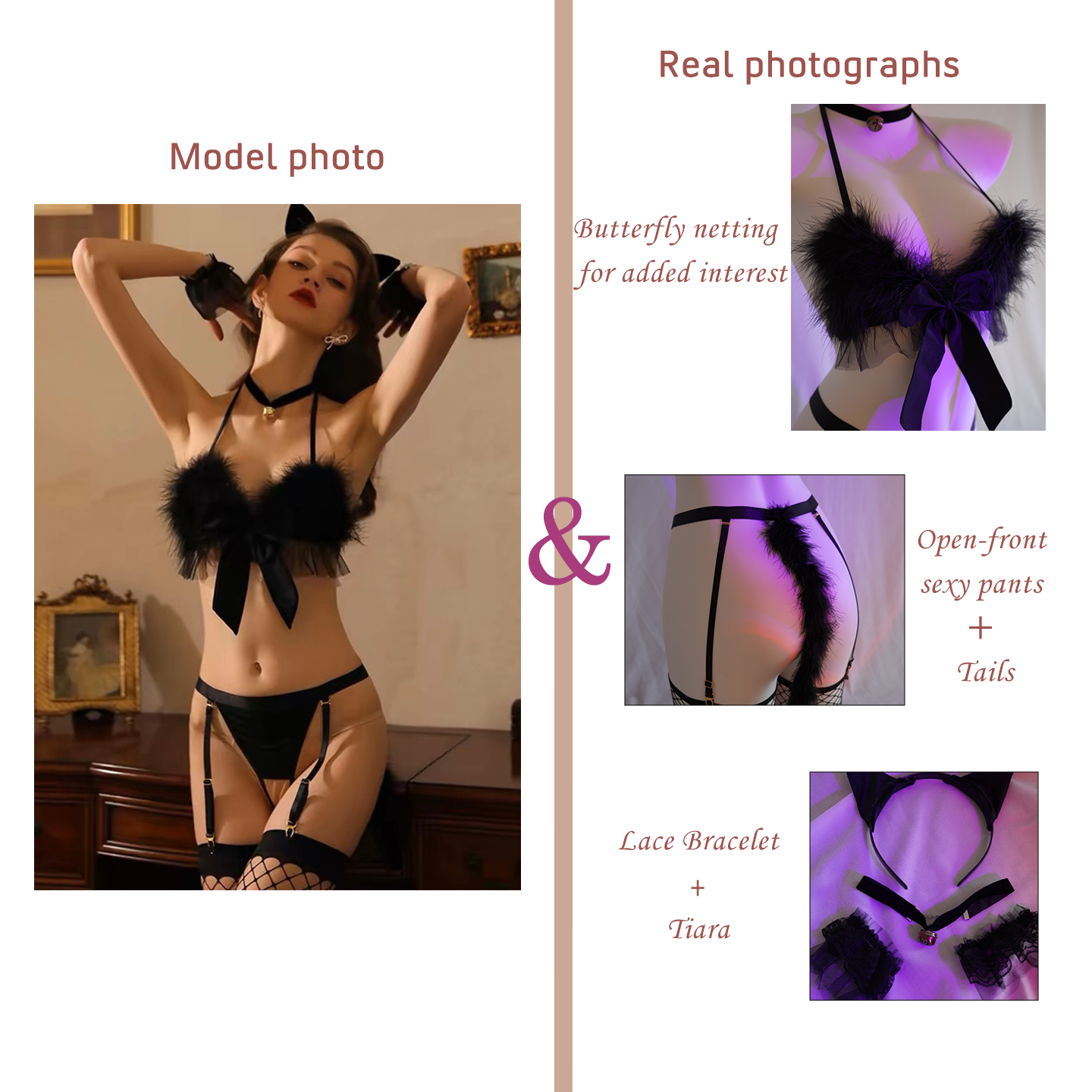 Sexy and pure desire bow cat outfit
