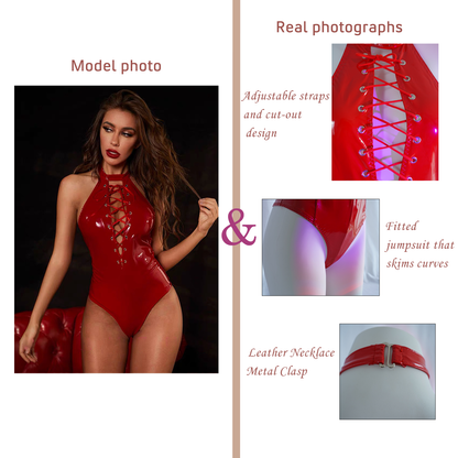 Pure Lust Patent Leather Uniform Bodysuit