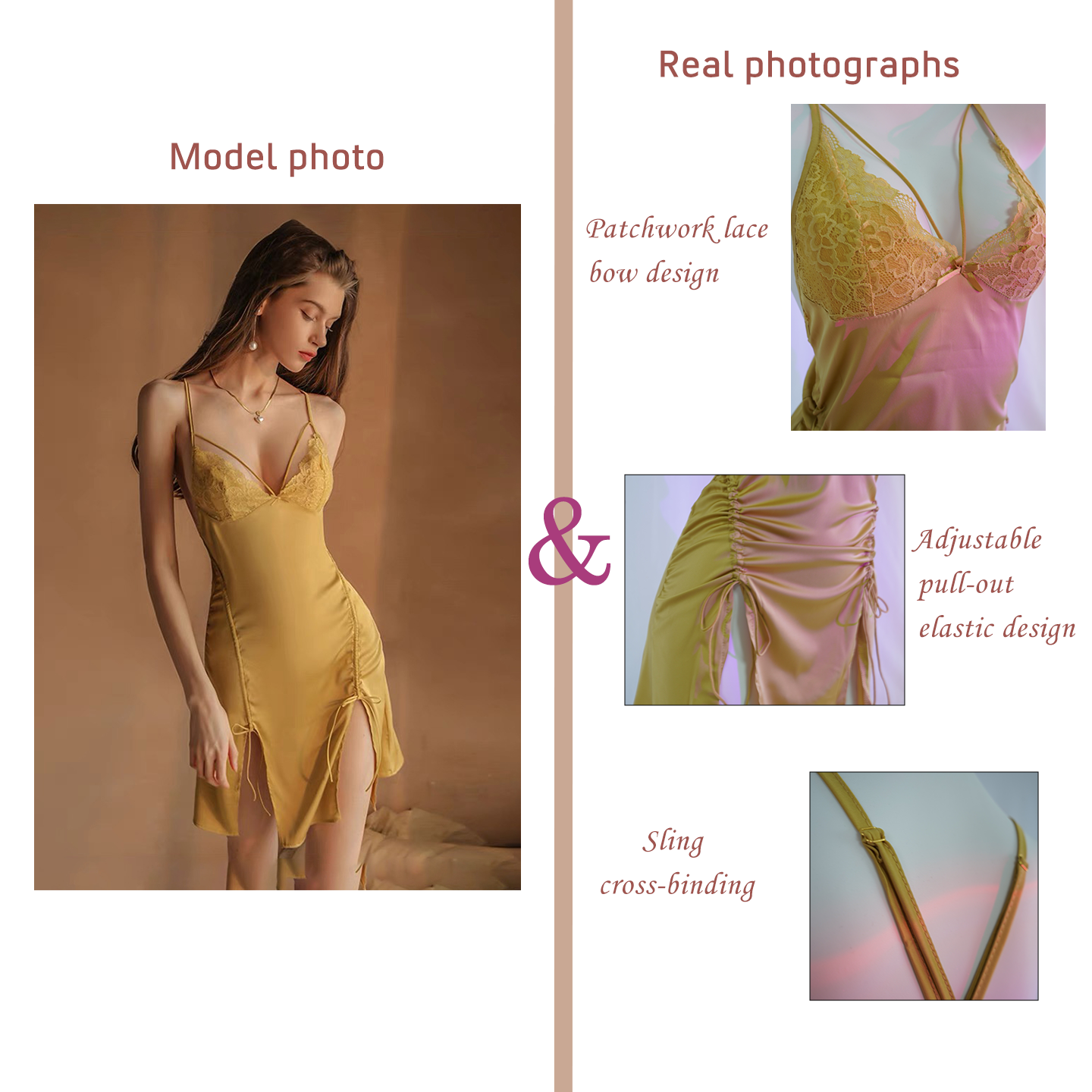 Light Luxury Sexy Chest Pad Slit Pajamas