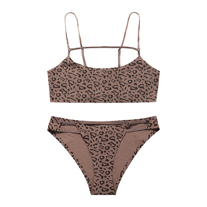 Leopard Print Plus Size Adjustable Bra, Beautiful Back, Gathered, Sexy Seamless
