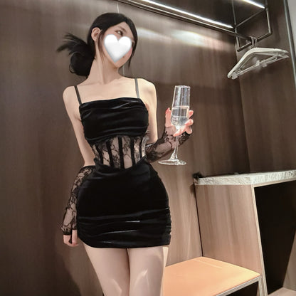 Sexy Pure Desire Lingerie Velvet Bodycon Nightdress