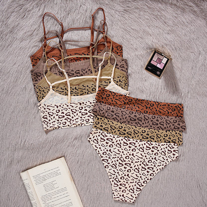 Leopard Print Plus Size Adjustable Bra, Beautiful Back, Gathered, Sexy Seamless