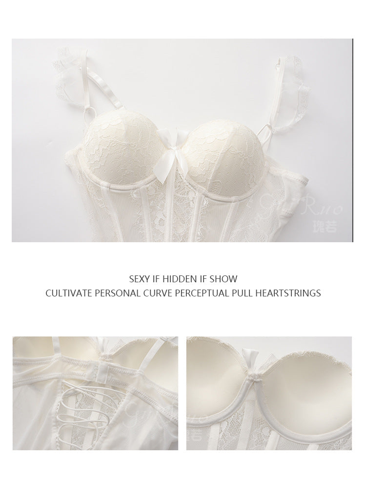 Light Luxury Sexy See-through Mesh with Steel Ring Chest Pad Nightdress