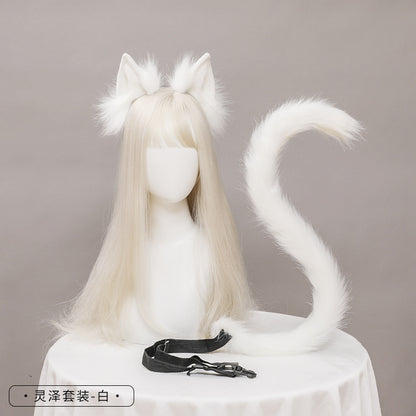 Cute Cat Ear and Tail Set Realistic Plush Handmade Texture