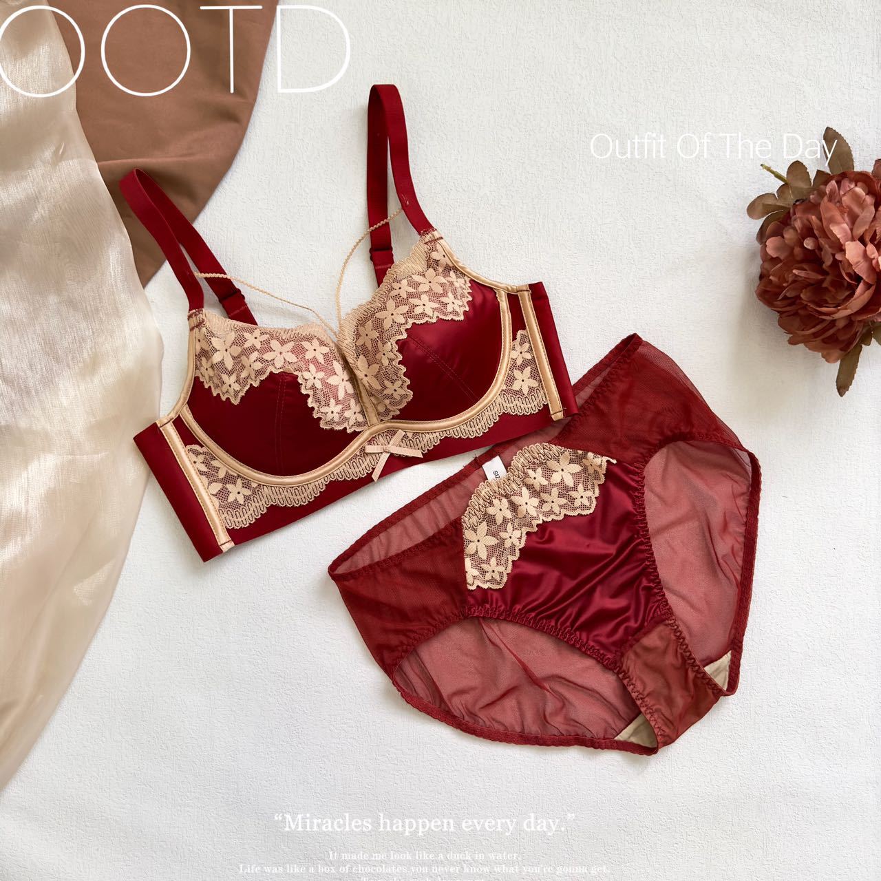 Pure Desire Style French Lingerie Wireless Lace Romantic Embroidery
