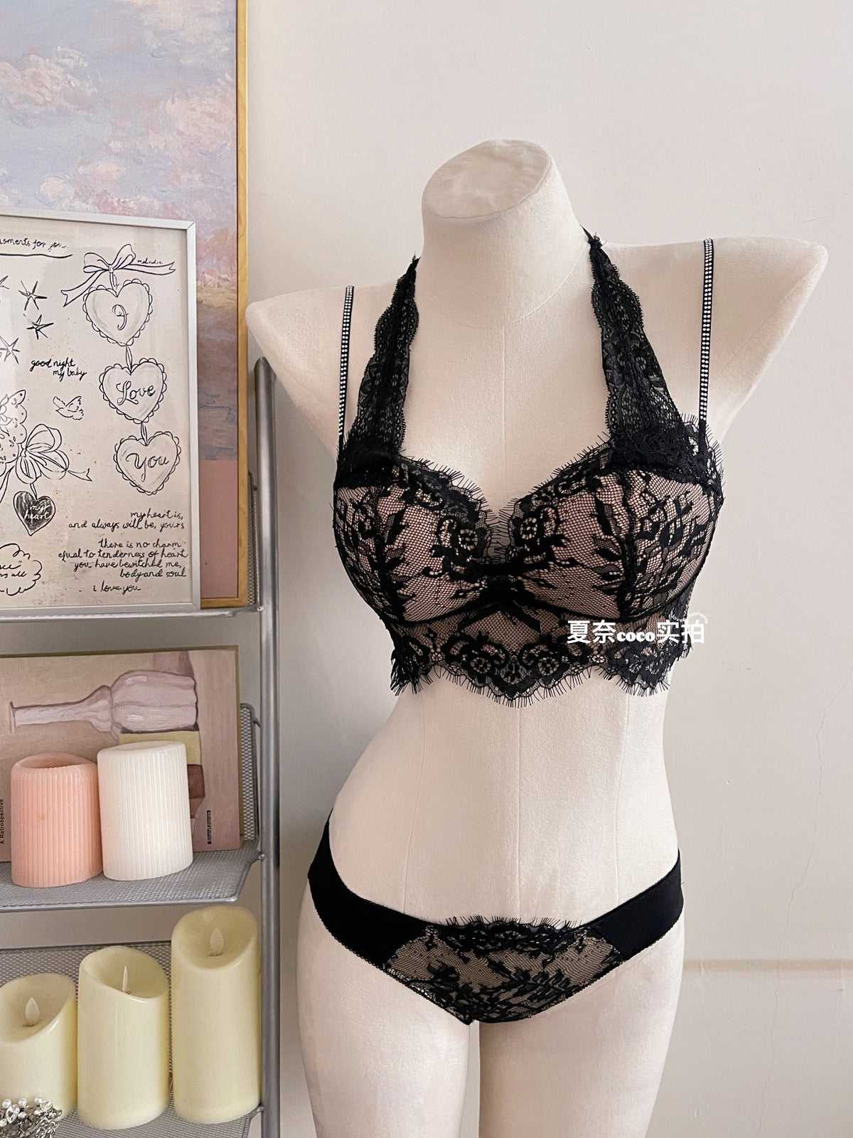 Halter Neck Beauty Back Bra Set Small Chest Gathering Pure Desire Sexy