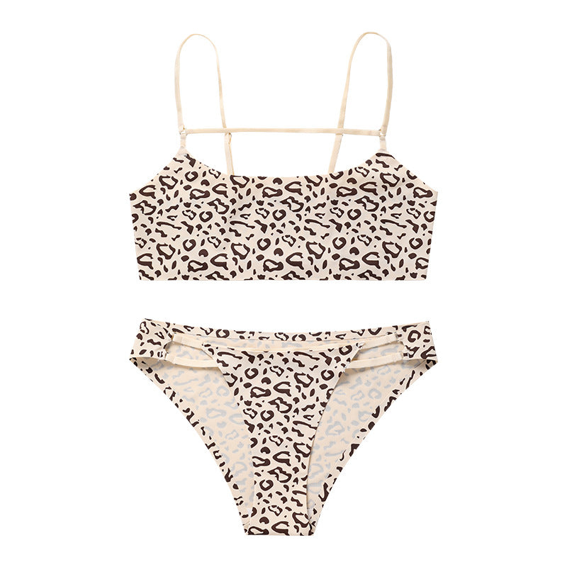 Leopard Print Plus Size Adjustable Bra, Beautiful Back, Gathered, Sexy Seamless