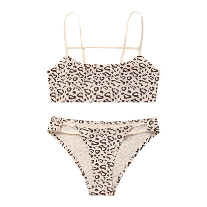 Leopard Print Plus Size Adjustable Bra, Beautiful Back, Gathered, Sexy Seamless