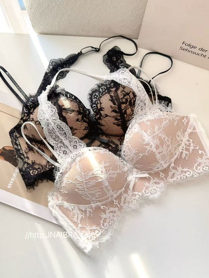 Halter Neck Beauty Back Bra Set Small Chest Gathering Pure Desire Sexy