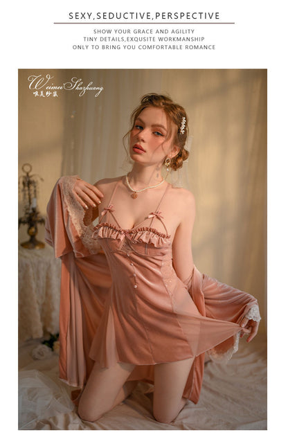 Sexy see-through seductive camisole dress lace nightdress