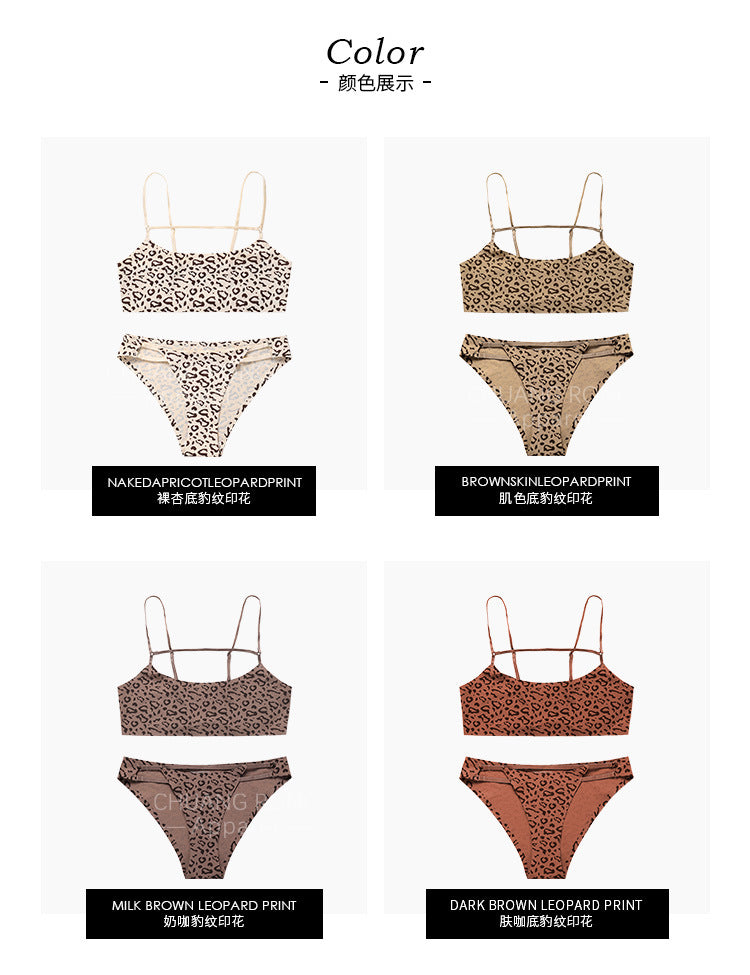 Leopard Print Plus Size Adjustable Bra, Beautiful Back, Gathered, Sexy Seamless