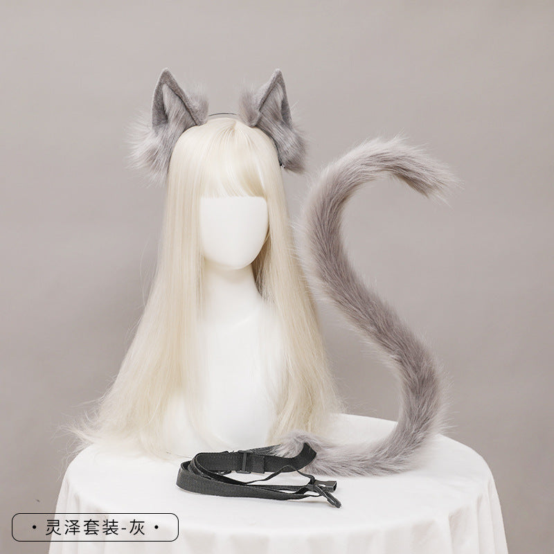 Cute Cat Ear and Tail Set Realistic Plush Handmade Texture