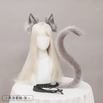 Cute Cat Ear and Tail Set Realistic Plush Handmade Texture