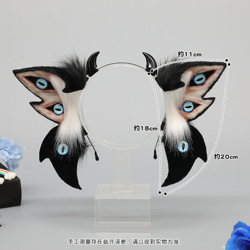 Dark Simulation Beast Ear Headband Plush Tentacles Halloween Party Costume