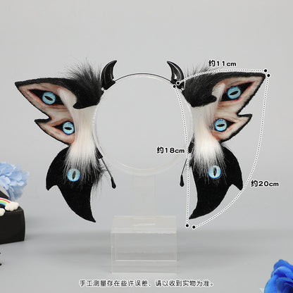 Dark Simulation Beast Ear Headband Plush Tentacles Halloween Party Costume