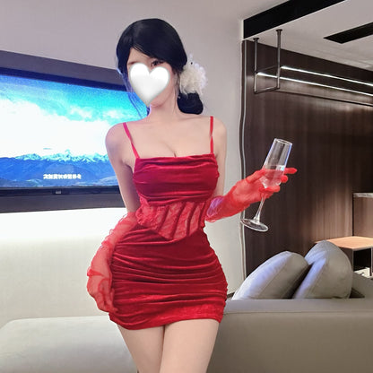 Sexy Pure Desire Lingerie Velvet Bodycon Nightdress