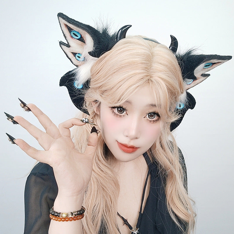 Dark Simulation Beast Ear Headband Plush Tentacles Halloween Party Costume