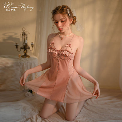 Sexy see-through seductive camisole dress lace nightdress