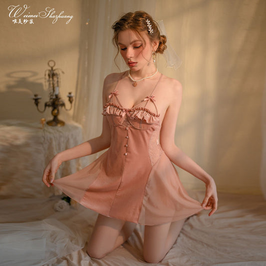 Sexy see-through seductive camisole dress lace nightdress