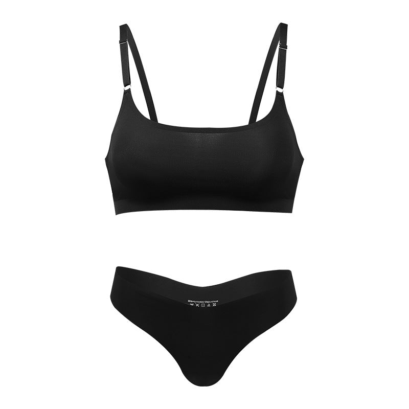 Plus Size Sexy Bra Set Seamless Wireless Small Chest Push-Up Leopard Print Lingerie