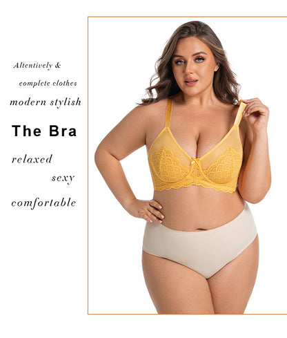 Sexy Lace Bra Plus Size Underwear Ultra-Thin Mesh Push Up Bra