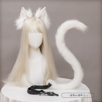 Cute Cat Ear and Tail Set Realistic Plush Handmade Texture