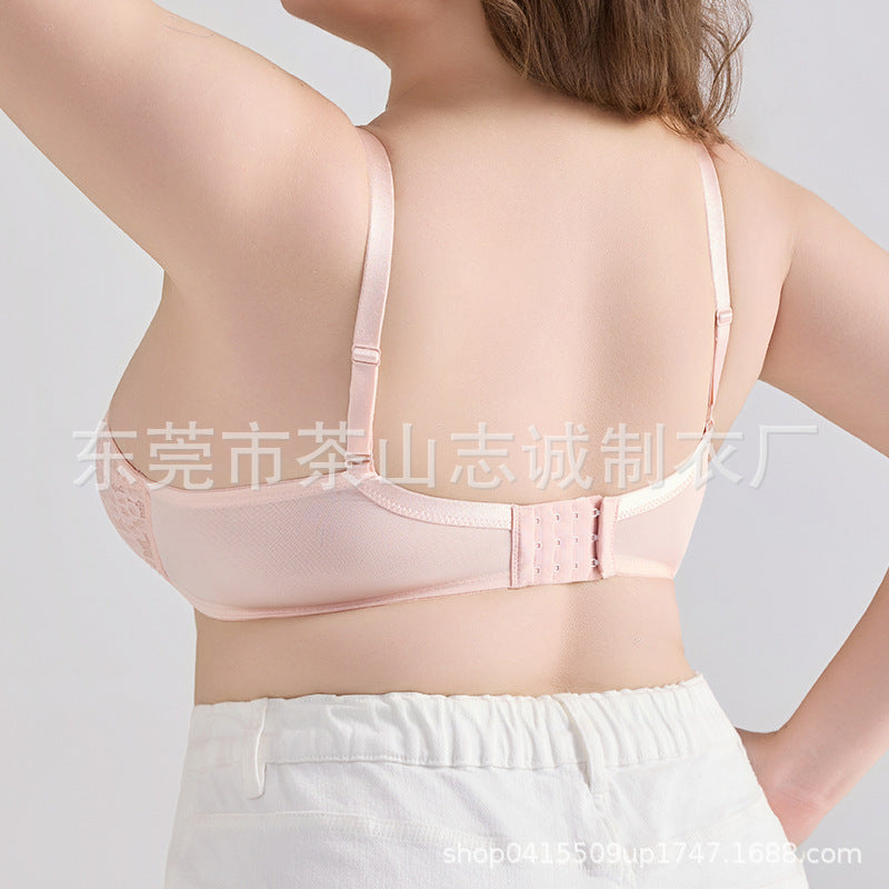 Plus Size Slimming Push-Up Bra Sheer Lace French Style Sexy
