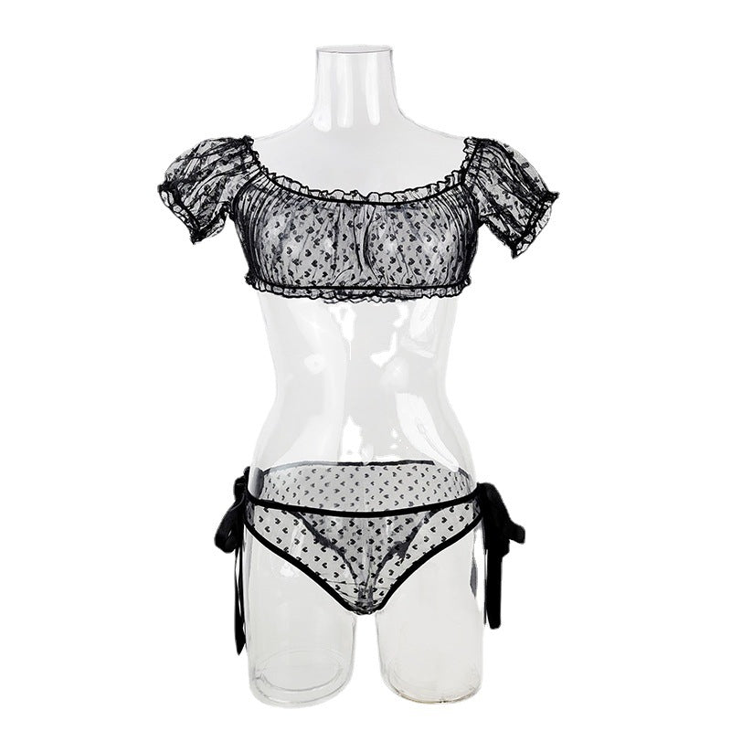 Plus Size Non-Slip Off-Shoulder Tube Top Lace Sexy Lingerie Set