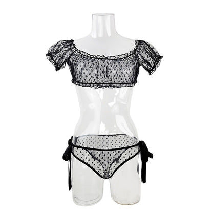 Plus Size Non-Slip Off-Shoulder Tube Top Lace Sexy Lingerie Set