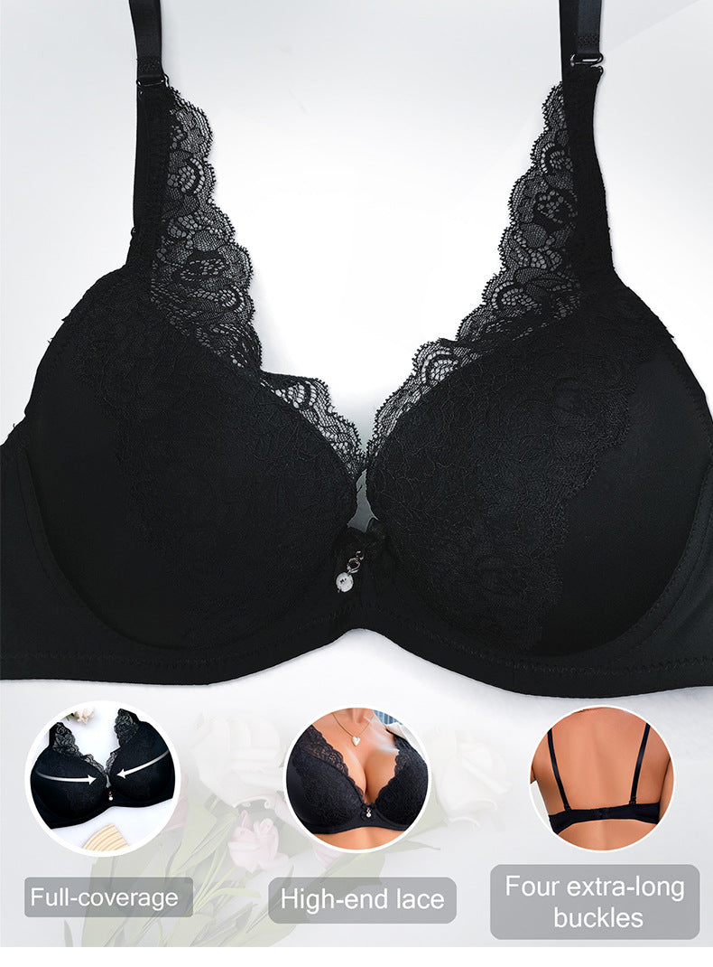 Sexy Deep V Plus Size Bra Soft Underwire Lace 3D Shaping