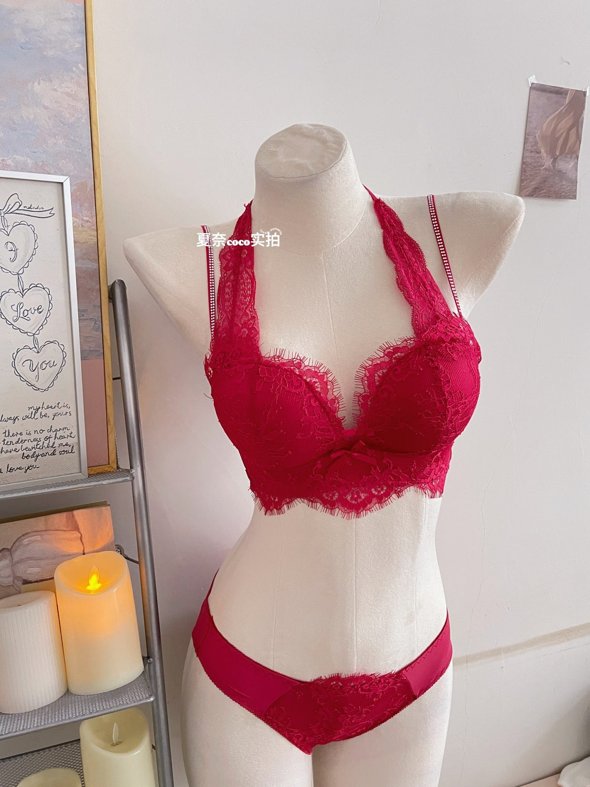Halter Neck Beauty Back Bra Set Small Chest Gathering Pure Desire Sexy