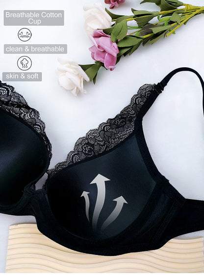 Sexy Deep V Plus Size Bra Soft Underwire Lace 3D Shaping