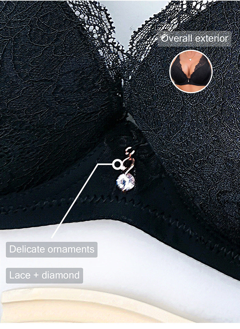 Sexy Deep V Plus Size Bra Soft Underwire Lace 3D Shaping
