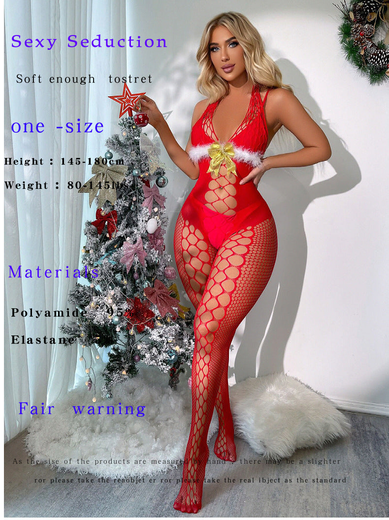 Christmas Nightclub Red One-Piece Tight-Fitting Outfit