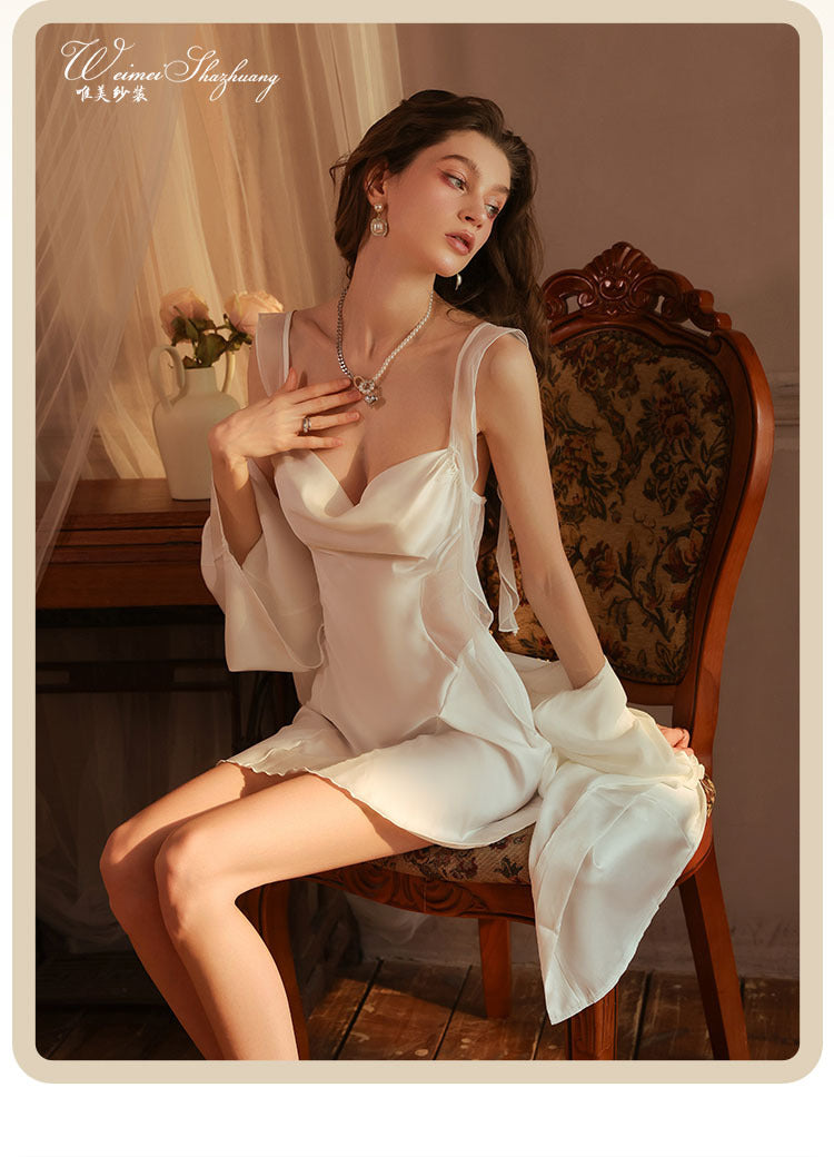 Seductive Satin Nightdress Deep V Backless Fully showcasing a sense of sophistication