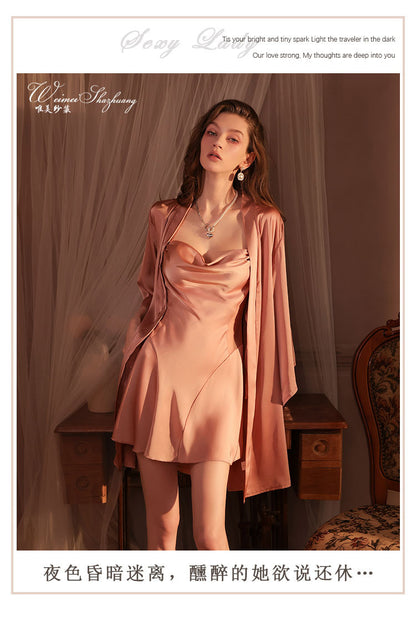 Seductive Satin Nightdress Deep V Backless Fully showcasing a sense of sophistication